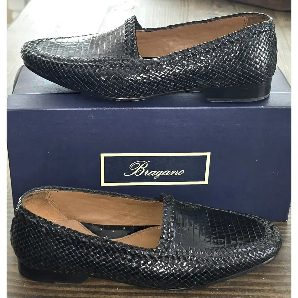 Bragano Cole Haan Men's Lthr Loafers Shoes Sz 11.5 Bellano Venetian Blk Lizard